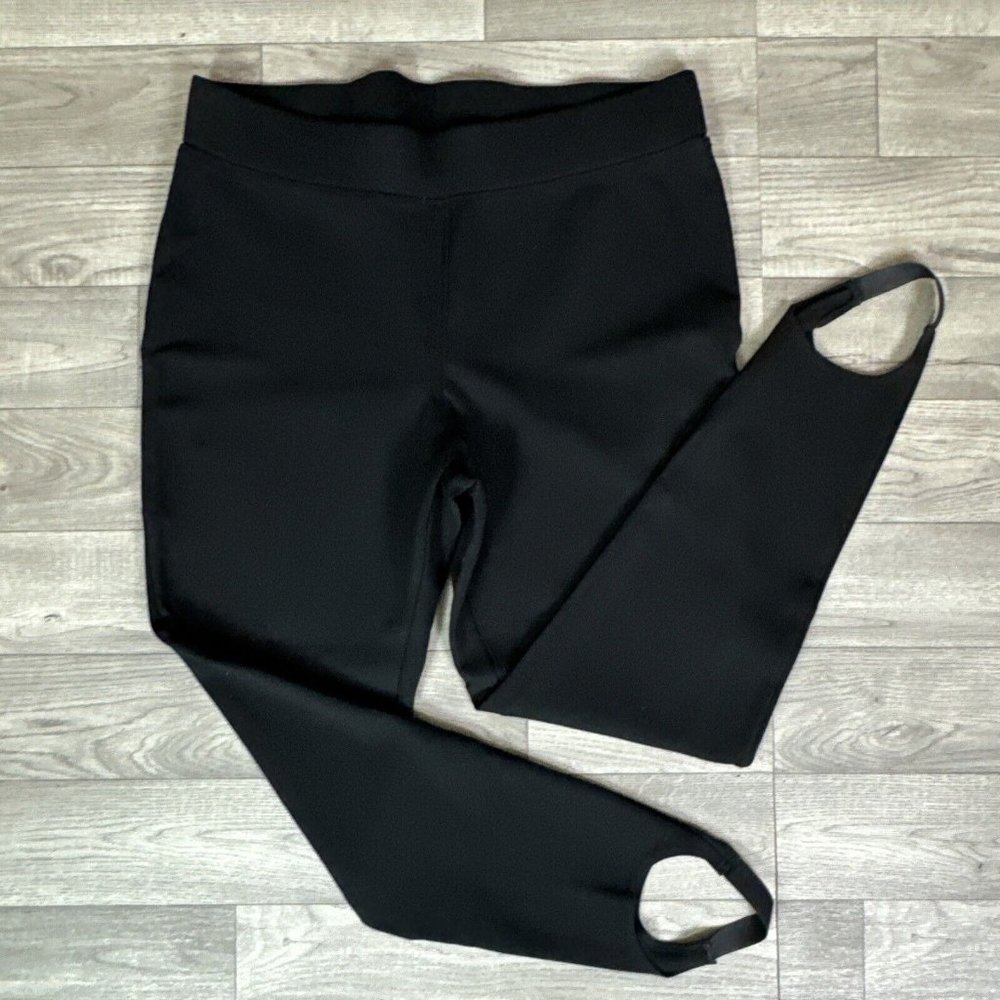 Chico's Ponte Knit Skinny Stirrup Leggings Pants Black sz 2 Short (12)